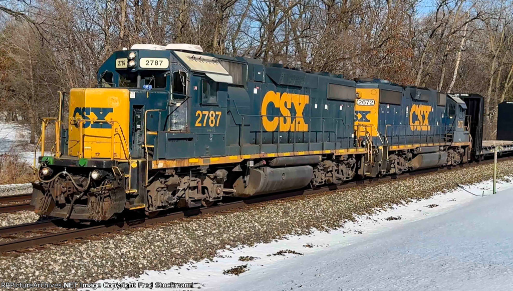 CSX 2787 leads W019 at Bailey Rd.